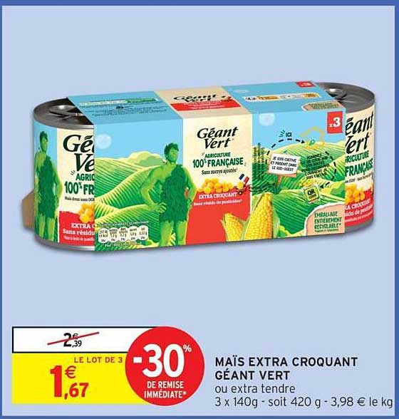 MAÏS EXTRA CROQUANT GÉANT VERT