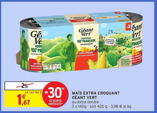 MAÏS EXTRA CROQUANT GÉANT VERT