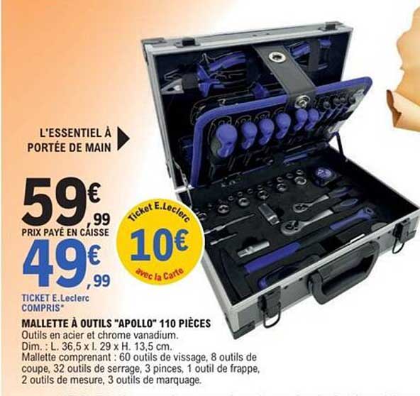 MALLETTE À OUTILS "APOLLO" 110 PIÈCES