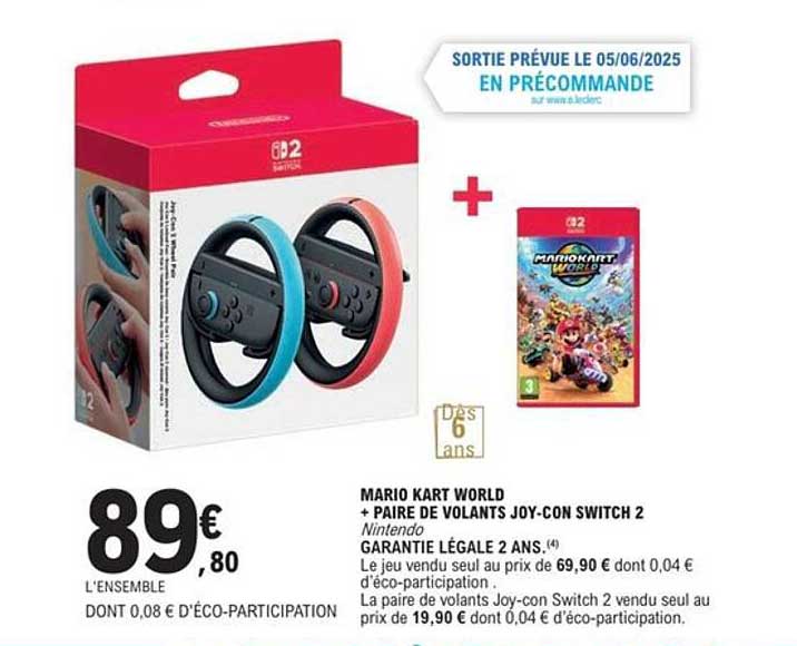 MARIO KART WORLD + PAIRE DE VOLANTS JOY-CON SWITCH 2