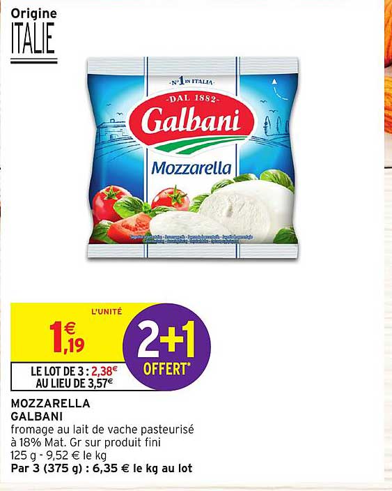 Mozzarella Galbani - 2+1 offert