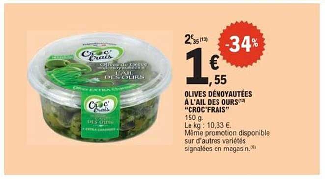 OLIVES DÉNOYAUTÉES À L'AIL DES OURS "CROC'FAIS"