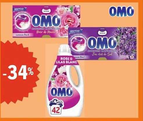 OMO Lessive Liquide Rose et Lilas Blanc - 42 Lavages