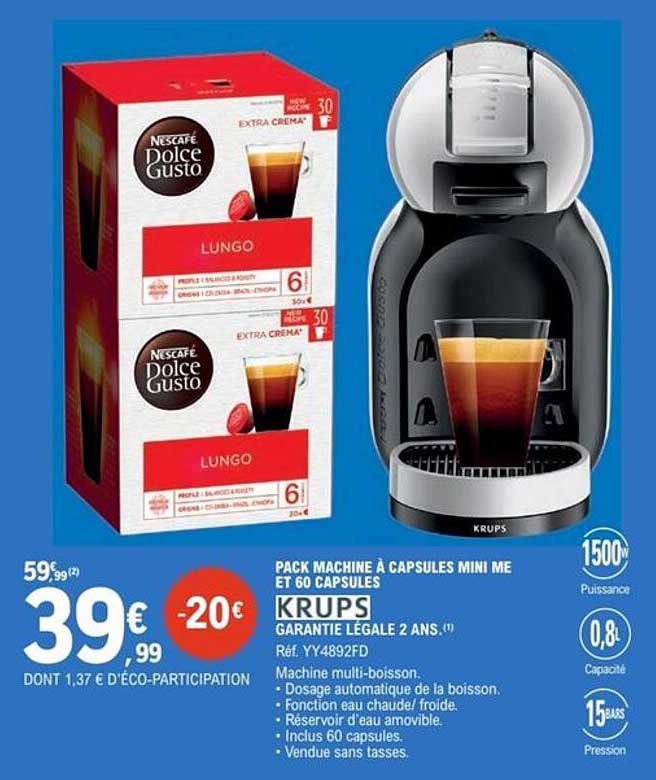 PACK MACHINE À CAPSULES MINI ME ET 60 CAPSULES