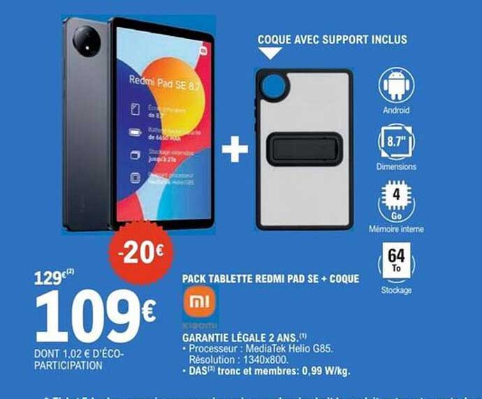 PACK TABLETTE REDMI PAD SE + COQUE