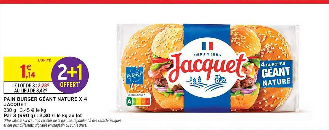 PAIN BURGER GÉANT NATURE X 4 JACQUET