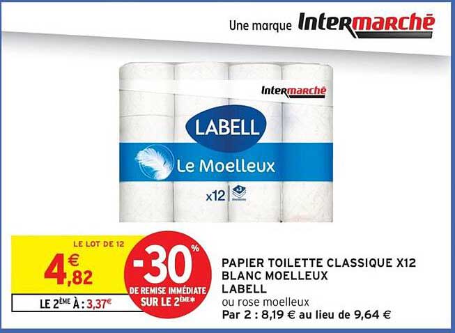 PAPIER TOILETTE CLASSIQUE X12 BLANC MOELLEUX