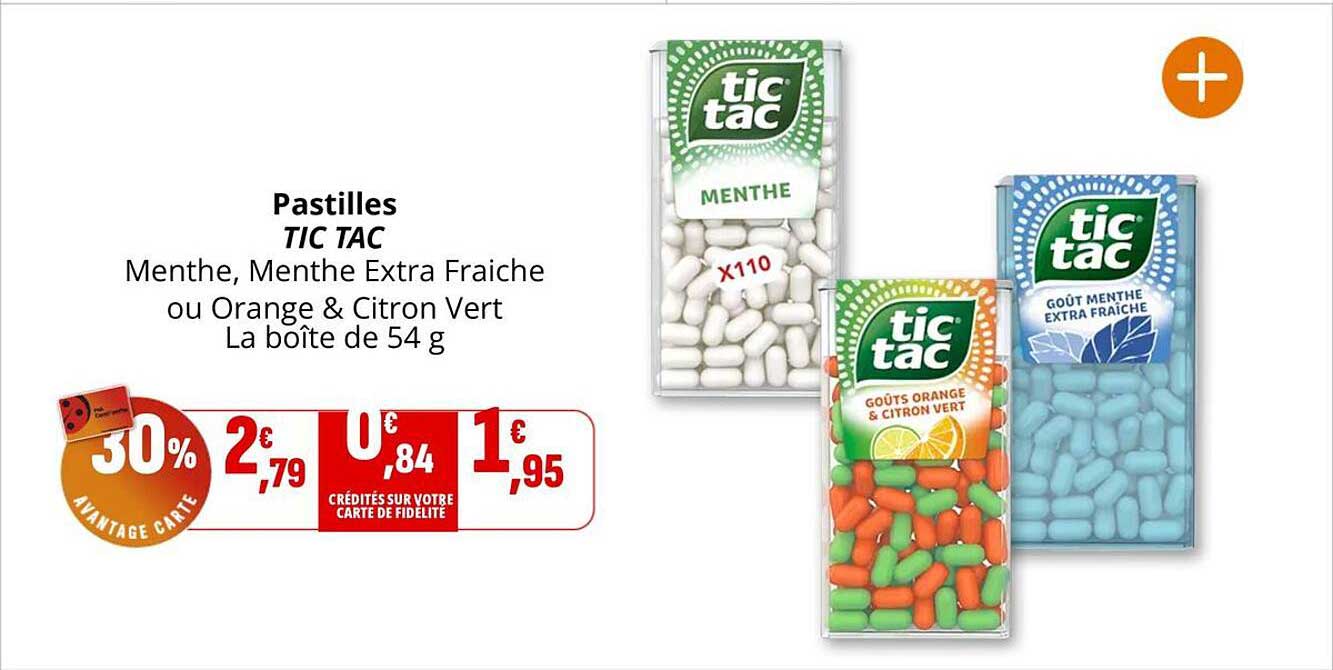 Pastilles TIC TAC Menthe, Menthe Extra Fraîche ou Orange & Citron Vert