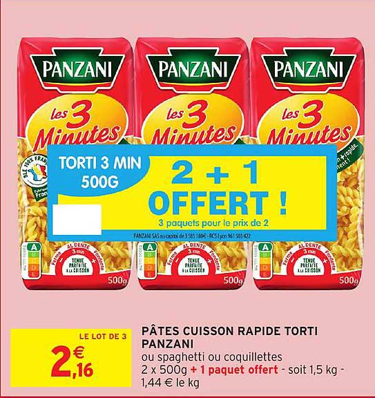 PÂTES CUISSON RAPIDE TORTI PANZANI