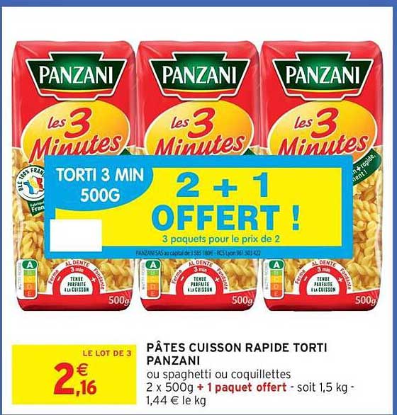 PÂTES CUISSON RAPIDE TORTI PANZANI