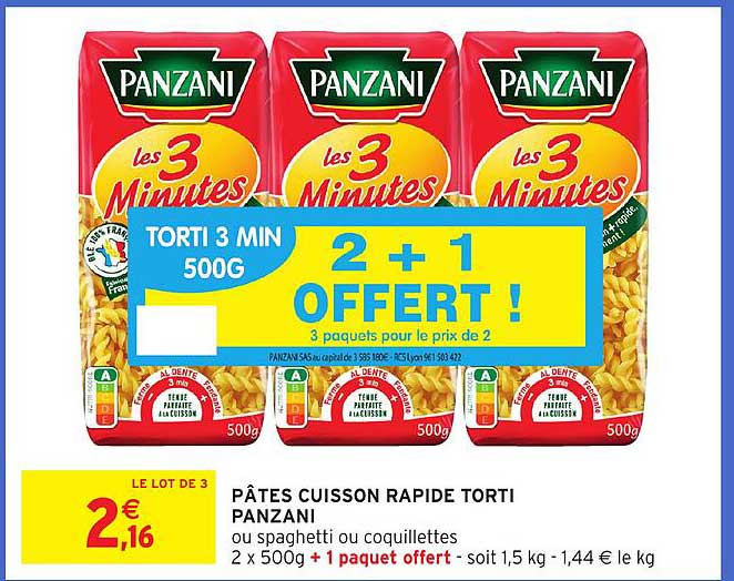 PÂTES CUISSON RAPIDE TORTI PANZANI