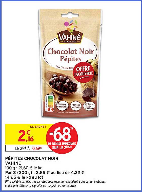 PÉPITES CHOCOLAT NOIR VAHINÉ