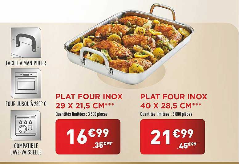 PLAT FOUR INOX 29 X 21,5 CM***