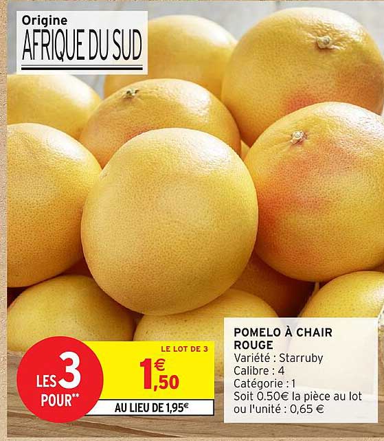 POMELO À CHAIR ROUGE - LE LOT DE 3