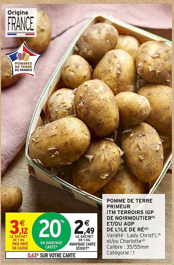 POMME DE TERRE PRIMEUR ITM TERROIRS IGP DE NOIRMOUTIER(*) ET/NOU AOP DE L'ILE DE RÉ(*)