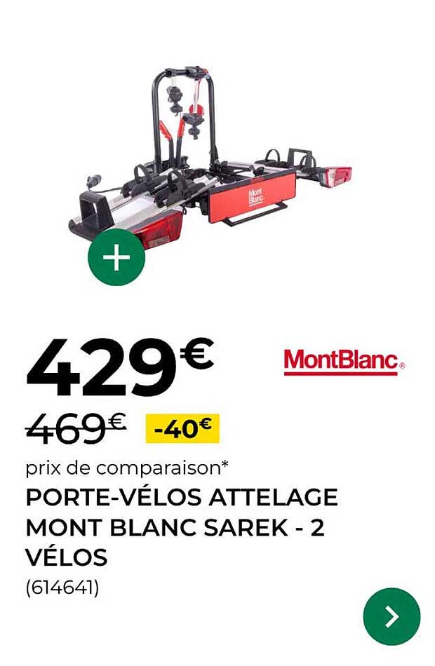 PORTE-VÉLOS ATTELAGE MONT BLANC SAREK - 2 VÉLOS