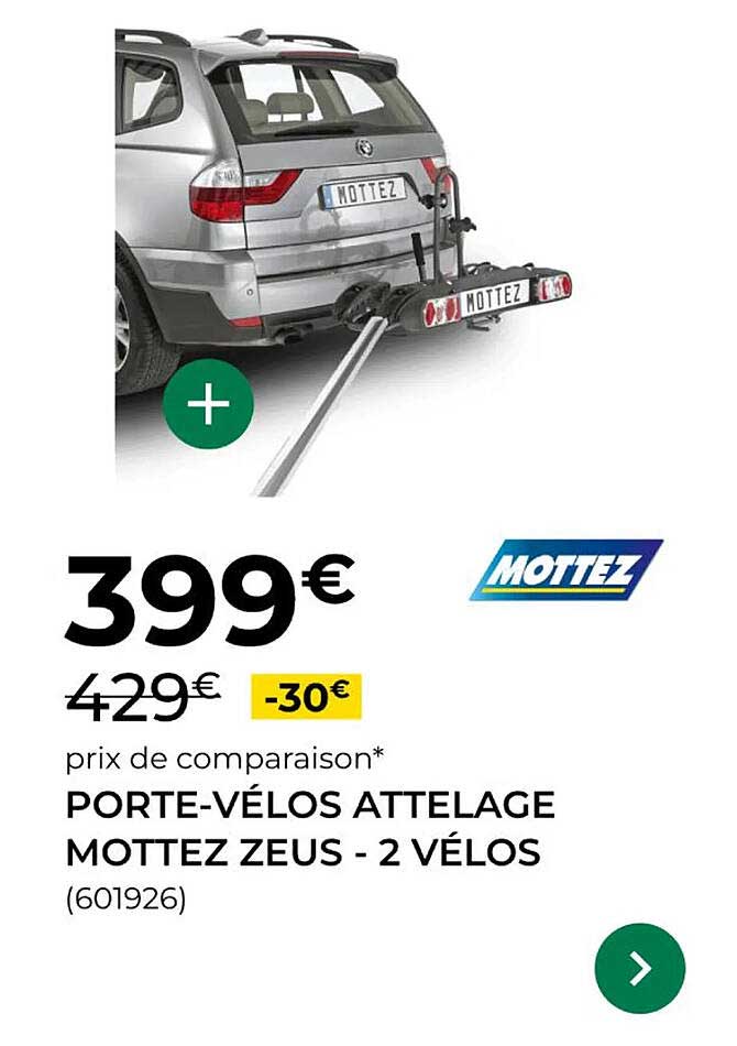 PORTE-VÉLOS ATTELAGE MOTTEZ ZEUS - 2 VÉLOS