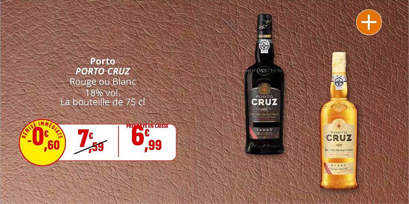 Porto PORTO CRUZ Rouge ou Blanc 18% vol. La bouteille de 75 cl