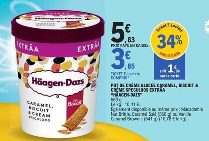 Pot de crème glacée caramel, biscuit & crème speculoos EXTRAÂ"Häagen-Dazs"