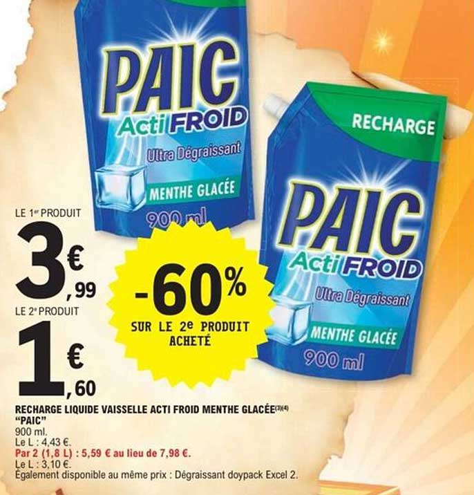 RECHARGE LIQUIDE VAISSELLE ACTI FROID MENTHE GLACÉE "PAIC"