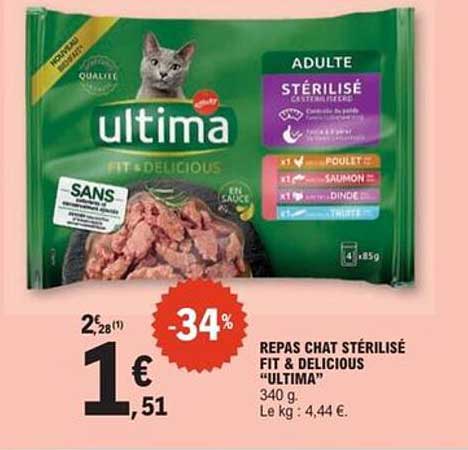 REPAS CHAT STÉRILISÉ FIT & DELICIOUS “ULTIMA”