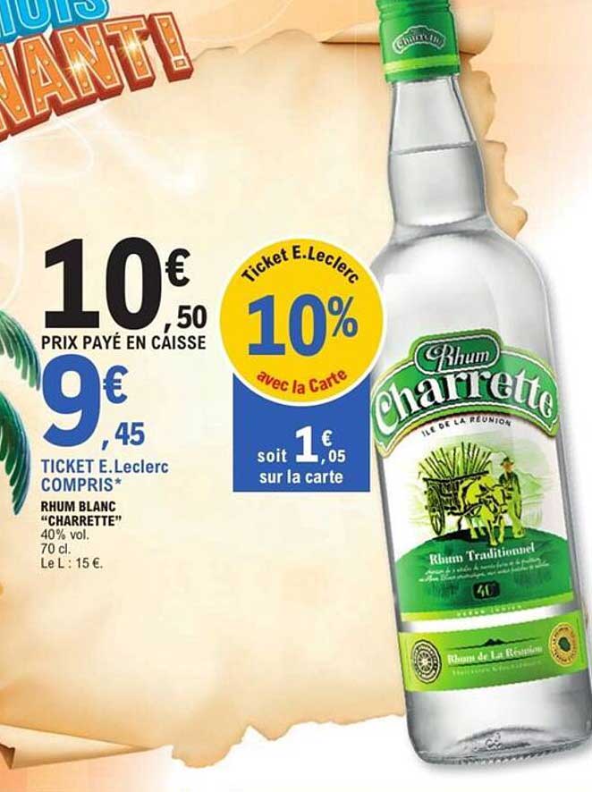 RHUM BLANC "CHARRETTE" 40% vol - 70 cl
