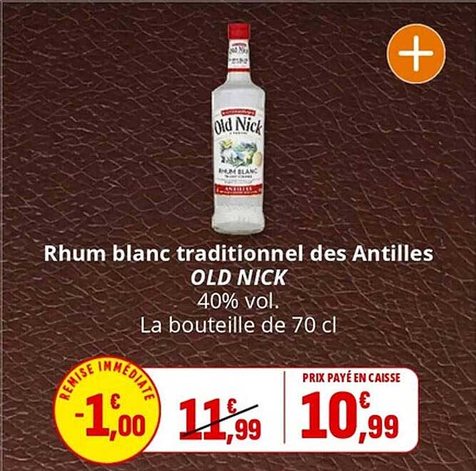 Rhum blanc traditionnel des Antilles OLD NICK