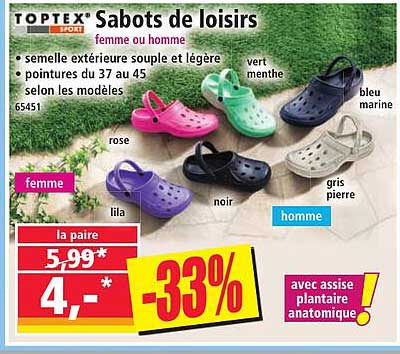 Sabots de loisirs femme ou homme