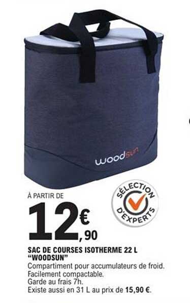 SAC DE COURSES ISOTHERME 22 L "WOODSUN"