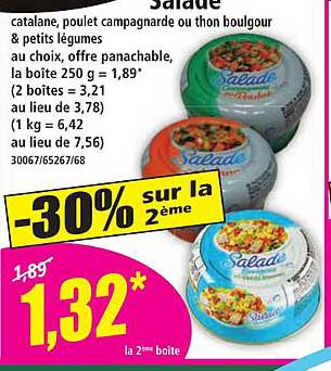 Salade catalane, poulet campagnarde ou thon boulgour & petits légumes