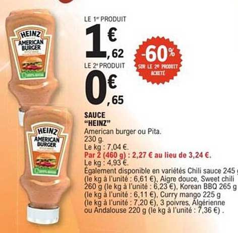 SAUCE “HEINZ” American burger ou Pita