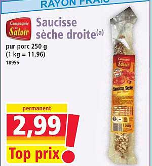 Saucisse sèche droite