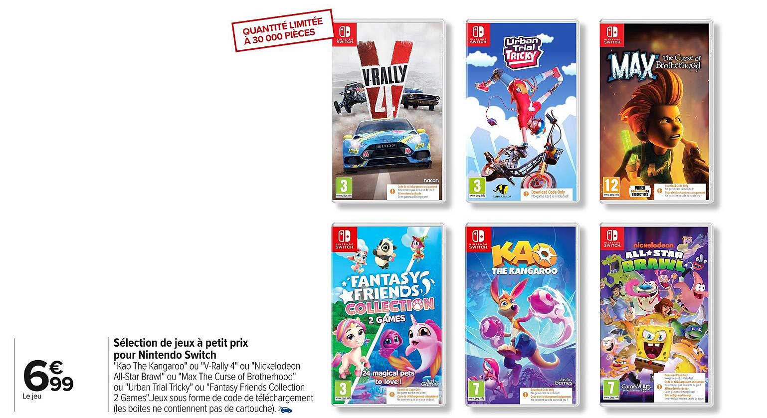 Sélection de jeux à petit prix pour Nintendo Switch