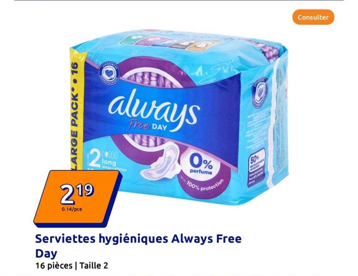 Serviettes hygiéniques Always Free Day