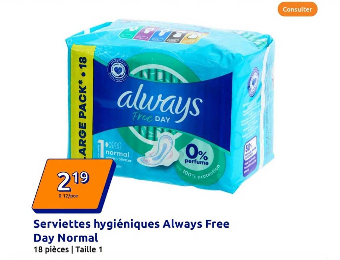 Serviettes hygiéniques Always Free Day Normal