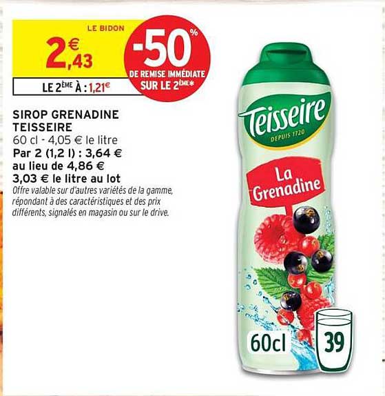 SIROP GRENADINE TEISSEIRE