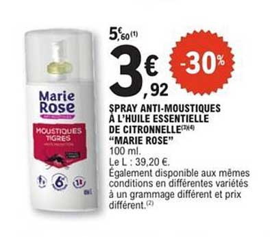 SPRAY ANTI-MOUSTIQUES À L’HUILE ESSENTIELLE DE CITRONNELLE "MARIE ROSE"