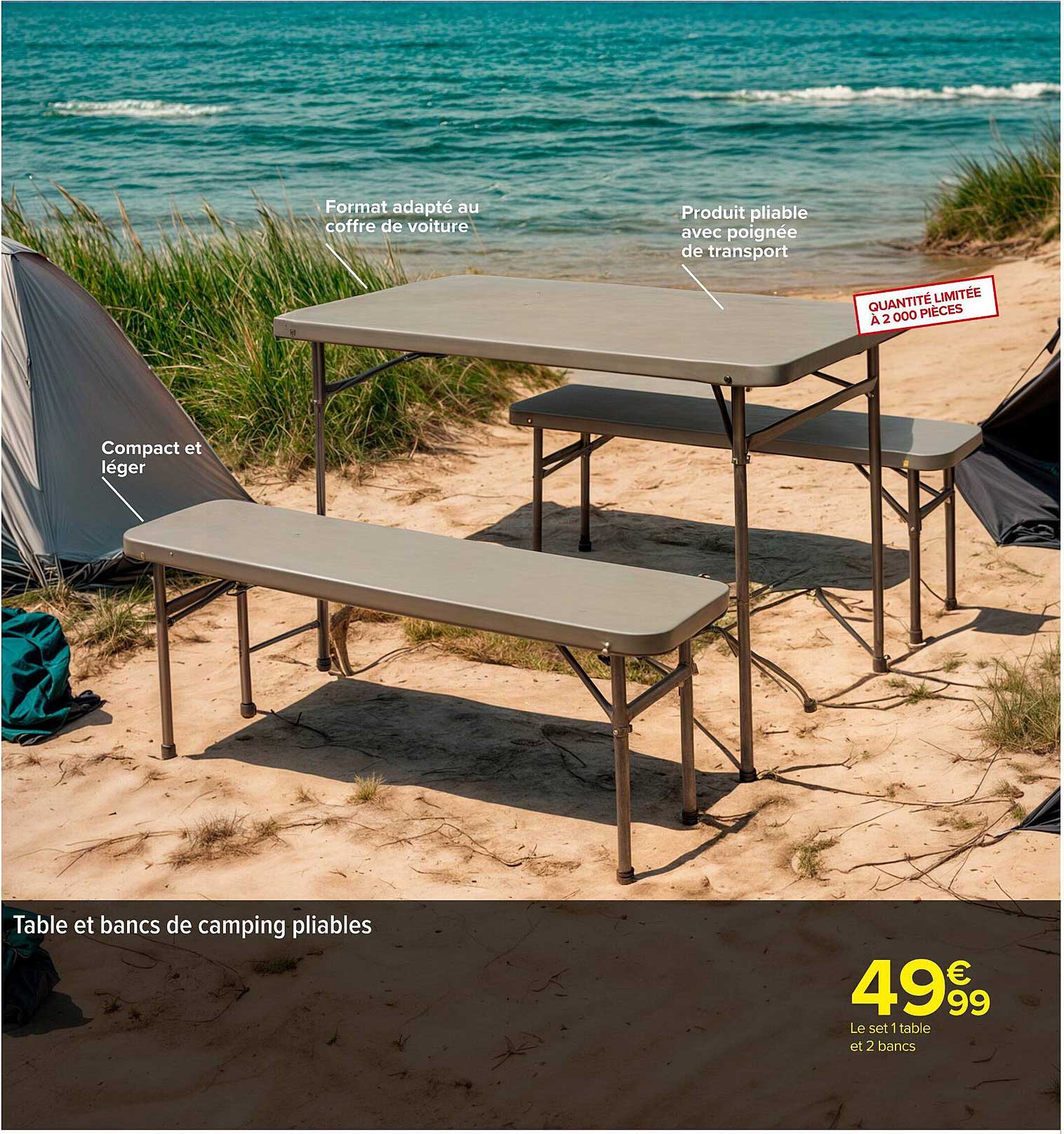 Table et bancs de camping pliables