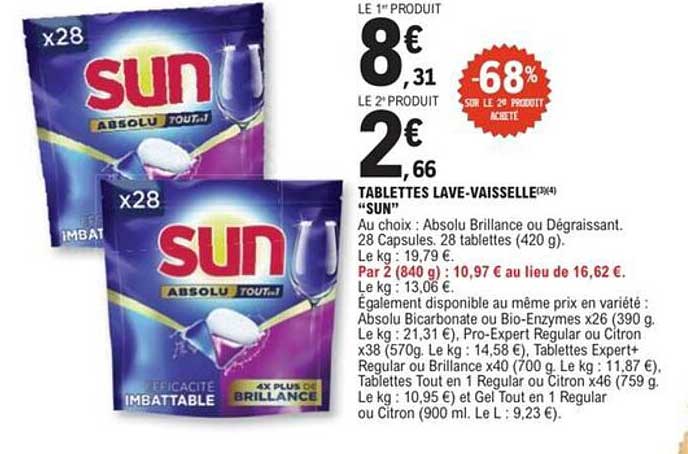 TABLETTES LAVE-VAISSELLE "SUN"