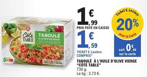 TABOULÉ À L'HUILE D'OLIVE VIERGE "CÔTÉ TABLE"