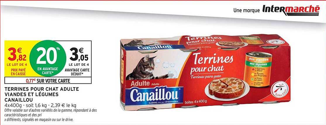 Terrines pour chat Adulte Viandes et Légumes Canaille