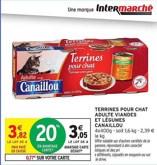 TERRINES POUR CHAT ADULTE VIANDES ET LÉGUMES CANAILLOU