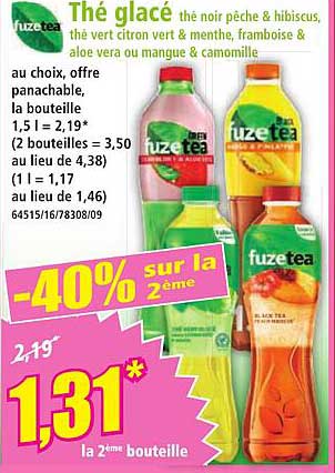 Thé glacé Fuze Tea au choix, offre panachable