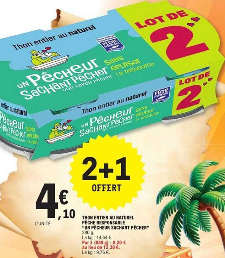 Thon entier au naturel - 2+1 offert