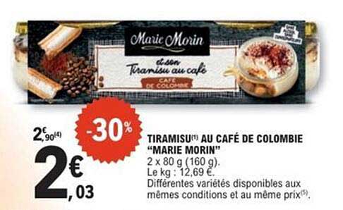 TIRAMISU(1) AU CAFÉ DE COLOMBIE "MARIE MORIN"