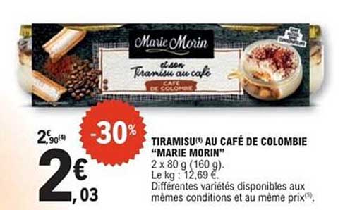 TIRAMISU(1) AU CAFÉ DE COLOMBIE "MARIE MORIN"