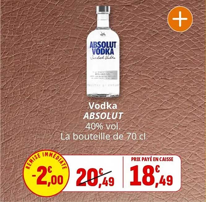 Vodka ABSOLUT 40% vol. La bouteille de 70 cl