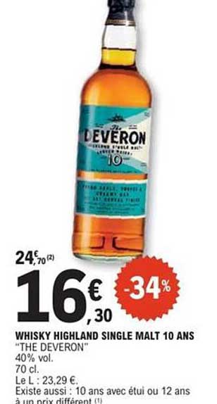 WHISKY HIGHLAND SINGLE MALT 10 ANS "THE DEVERON"