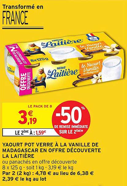 YAOURT POT VERRE À LA VANILLE DE MADAGASCAR EN OFFRE DÉCOUVERTE LA LAITIÈRE
