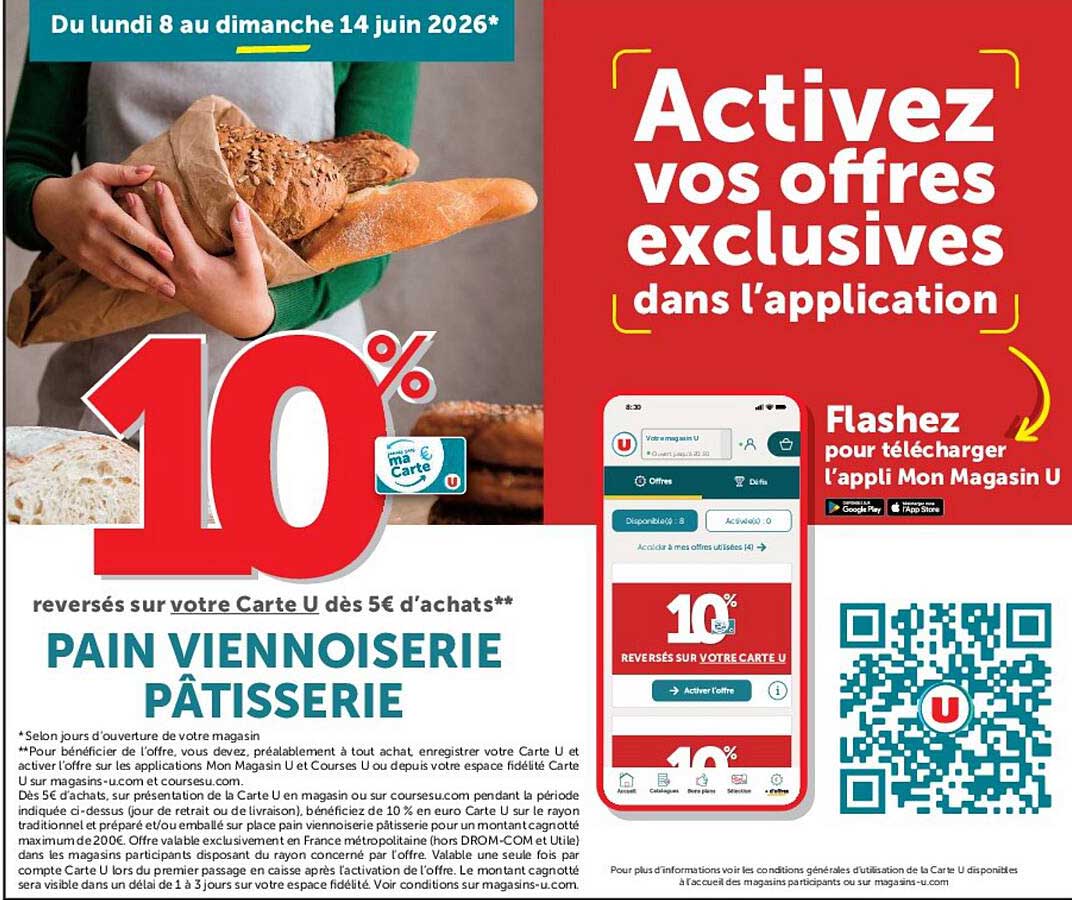 10% reversés sur votre Carte U dès 5€ d’achats**